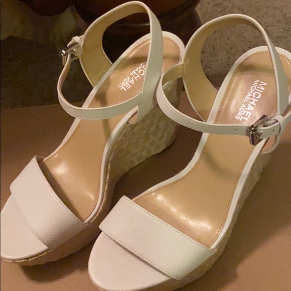 Michael Kors Shoes - Michael Kors white wedge sandal size 6.5.
